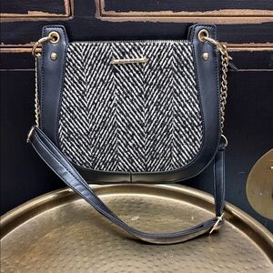 Alexis Bendel Black & Cream Herringbone Crossbody Bag